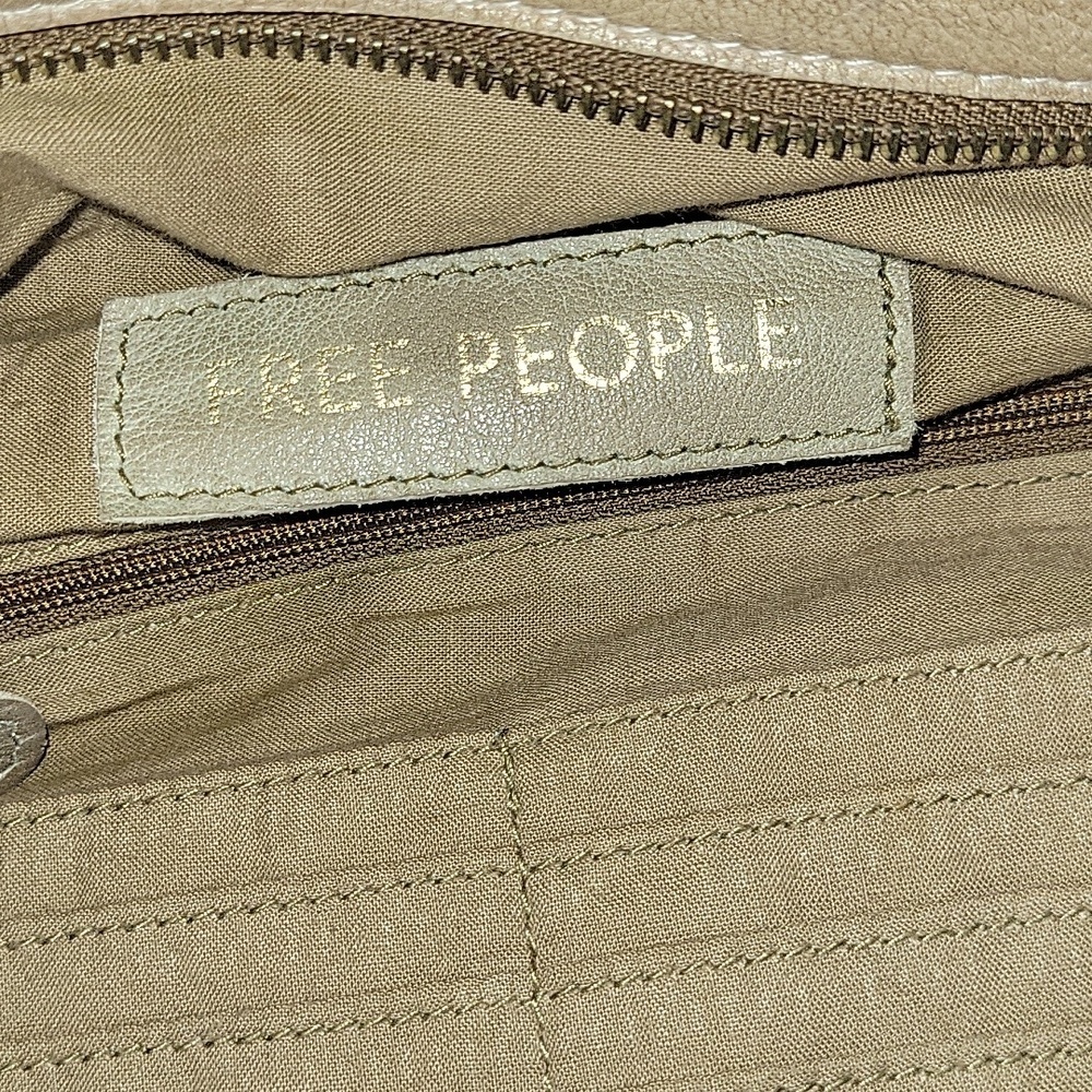 Free People Large Leather Hobo Shoulder Bag in Taupe - Picture 9 of 9